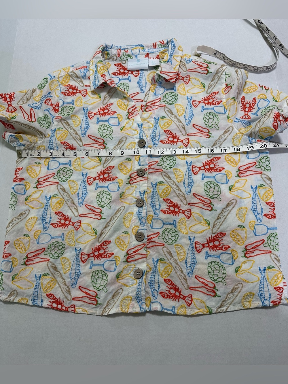 Cynthia Rowley L Cotton Boxy Relaxed Button Up Coastal Beachy Tomato Girl Summer - Picture 8 of 16